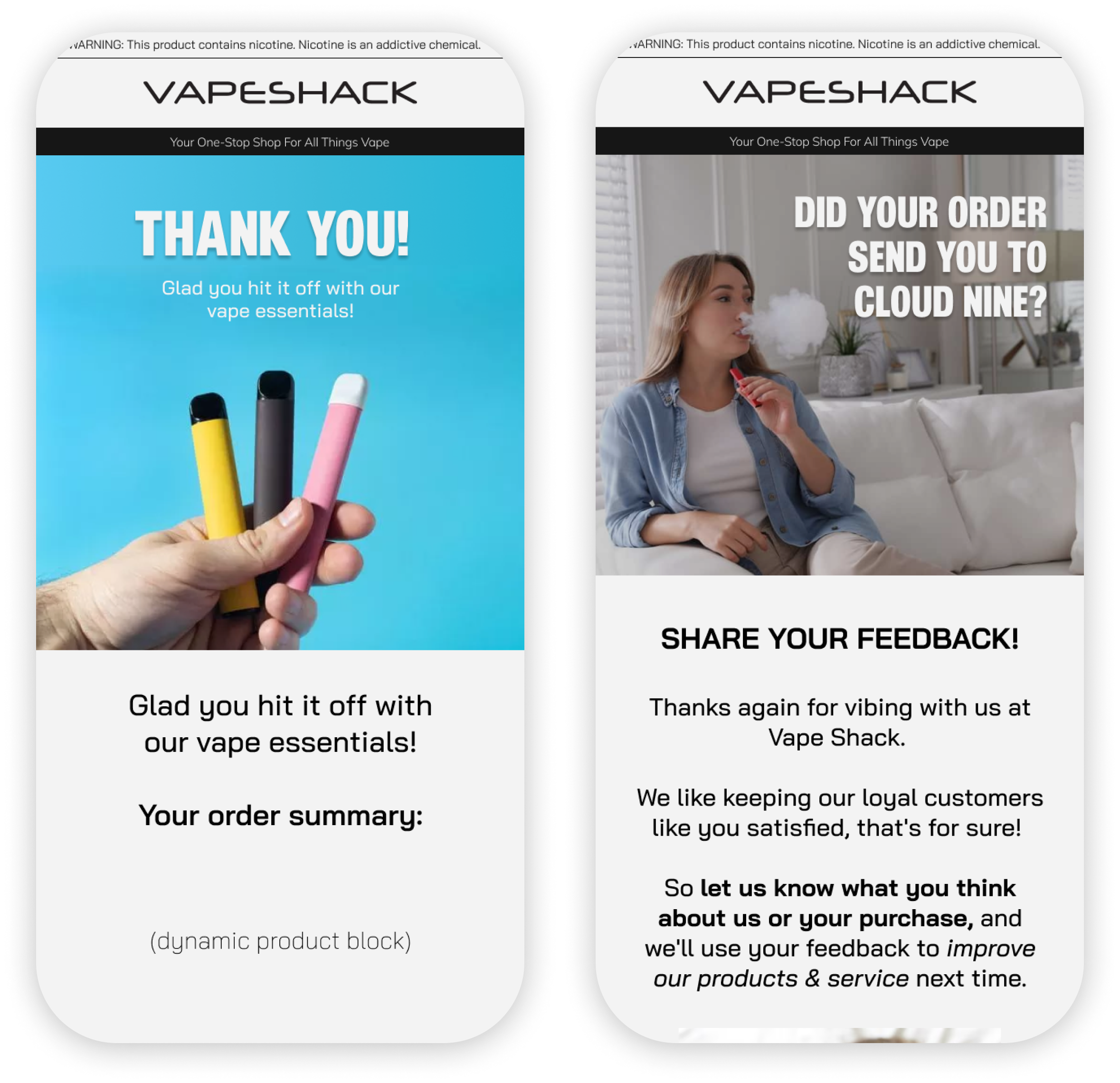 Post-Purchase Flow Vapeshack